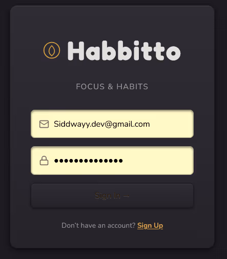Habbitto email password authentication