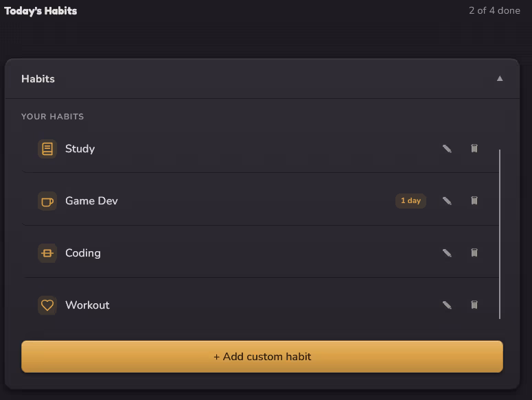 Habbitto habit management with icons