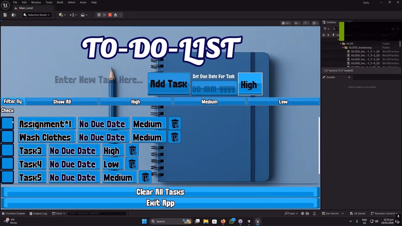 To-Do List App - Completed tasks view